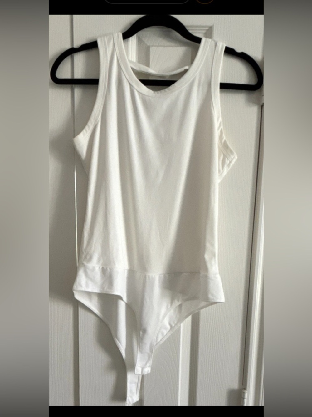 white birch White Ribbed Sleeveless Scoop-Neck Bodysuit size Large